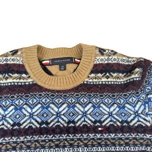 VTG Tommy Hilfiger Sweater Large Nordic Fair Isle Grandpa Fisherman Knit Wool